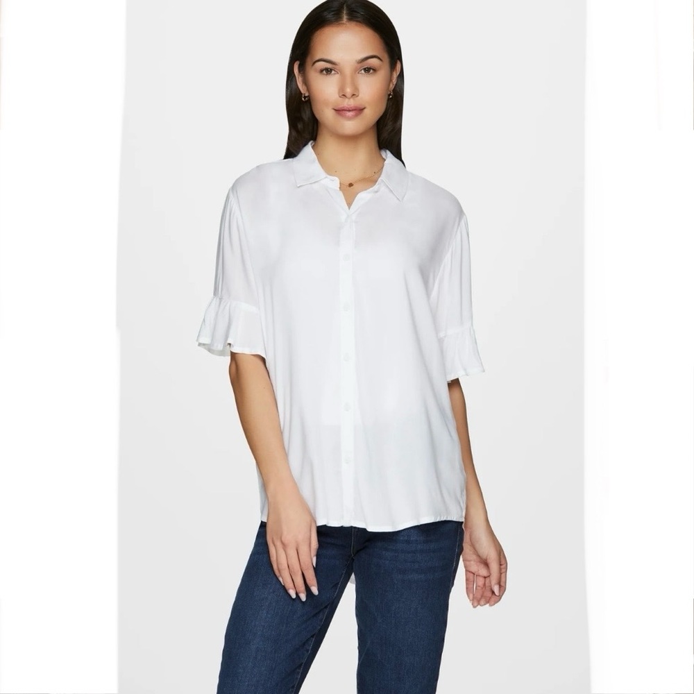 beachlunchlounge Nisa flutter sleeve button down shirt